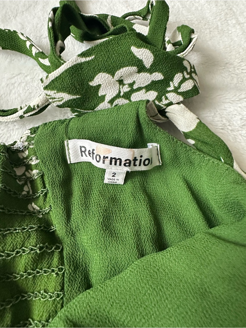 REFORMATION TWILIGHT DRESS GREEN size 2 - Picture 8 of 16